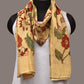 Cream Kalamkari Hand Painted Sico Stole with Floral Design - Global Threads | Swadesiicart