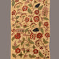 Cream Kalamkari Hand Painted Sico Stole with Floral Design - Global Threads | Swadesiicart