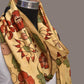 Cream Kalamkari Hand Painted Sico Stole with Floral Design - Global Threads | Swadesiicart