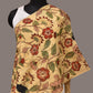 Cream Kalamkari Hand Painted Sico Stole with Floral Design - Global Threads | Swadesiicart