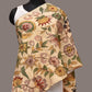 Cream Kalamkari Hand Painted Sico Stole with Floral Design - Global Threads | Swadesiicart