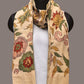 Cream Kalamkari Hand Painted Sico Stole with Floral Design - Global Threads | Swadesiicart
