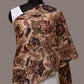 Cream Kalamkari Hand Painted Sico Stole with Floral Design - Global Threads | Swadesiicart