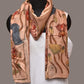 Cream Kalamkari Hand Painted Sico Stole with Lotus and Peacocks Design - Global Threads | Swadesiicart