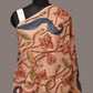 Cream Kalamkari Hand Painted Sico Stole with Lotus and Peacocks Design - Global Threads | Swadesiicart