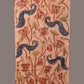 Cream Kalamkari Hand Painted Sico Stole with Lotus and Peacocks Design - Global Threads | Swadesiicart