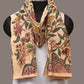 Cream Kalamkari Hand Painted Sico Stole with Tree of Life Design - Global Threads | Swadesiicart