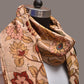 Cream Kalamkari Hand Painted Sico Stole with Tree of Life Design - Global Threads | Swadesiicart