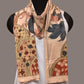 Cream Kalamkari Hand Painted Sico Stole with Tree of Life Design - Global Threads | Swadesiicart
