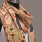 Cream Kalamkari Hand Painted Sico Stole with Tree of Life Design - Global Threads | Swadesiicart