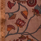 Cream Kalamkari Hand Painted Silk Muga Handloom Saree with Lotus and Birds Design - Global Threads | Swadesiicart