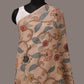 Cream Kalamkari Hand Painted Woolen Handloom Stole with Floral Design - Global Threads | Swadesiicart
