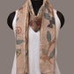 Cream Kalamkari Hand Painted Woolen Handloom Stole with Floral Design - Global Threads | Swadesiicart