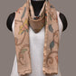 Cream Kalamkari Hand Painted Woolen Handloom Stole with Floral Design - Global Threads | Swadesiicart