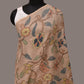 Cream Kalamkari Hand Painted Woolen Handloom Stole with Floral Design - Global Threads | Swadesiicart