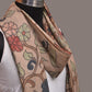 Cream Kalamkari Hand Painted Woolen Handloom Stole with Floral Design - Global Threads | Swadesiicart