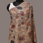 Cream Kalamkari Hand Painted Woolen Handloom Stole with Floral Design - Global Threads | Swadesiicart