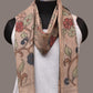 Cream Kalamkari Hand Painted Woolen Handloom Stole with Floral Design - Global Threads | Swadesiicart
