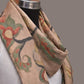 Cream Kalamkari Hand Painted Woolen Handloom Stole with Floral Design - Global Threads | Swadesiicart
