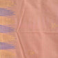 Cream Khadi Cotton Handloom Saree with Jamdani Buta and Temple Border Design - Global Threads | Swadesiicart