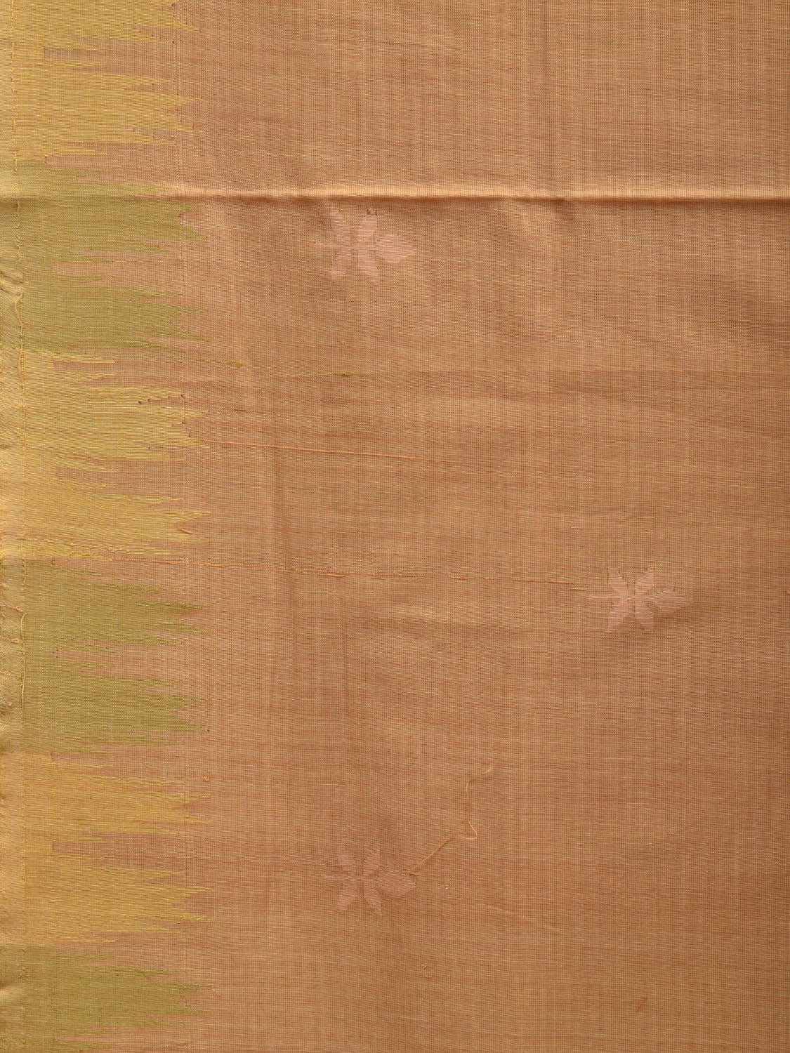 Cream Khadi Cotton Handloom Saree with Temple Border Design - Global Threads | Swadesiicart