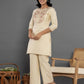 Yufta Cream Thread_Work Shirt And Trouser Silk Blend Co-Ord Set - Swadesiicart