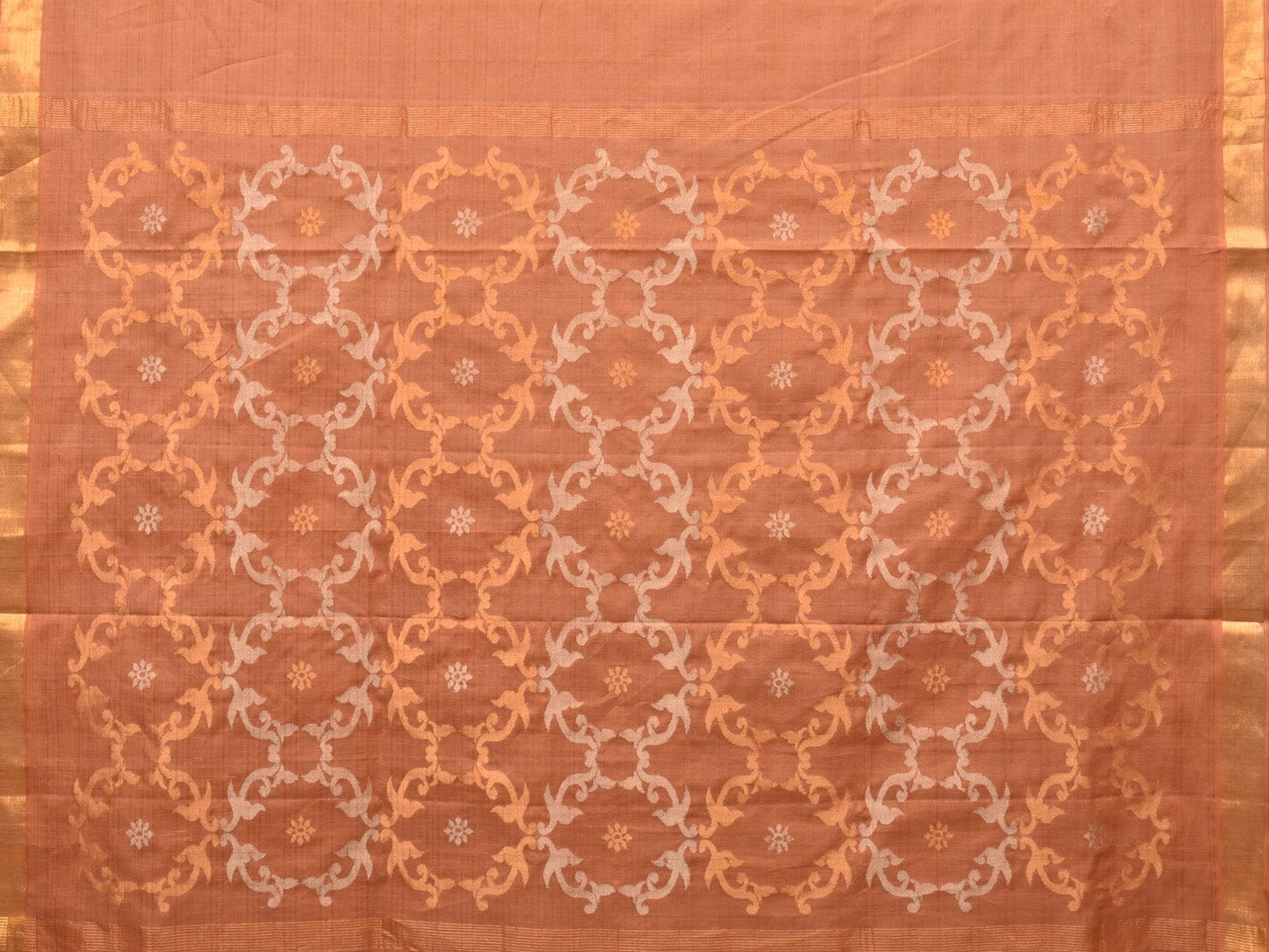 Cream Uppada Cotton Handloom Saree with Grill Pallu Design - Global Threads | Swadesiicart