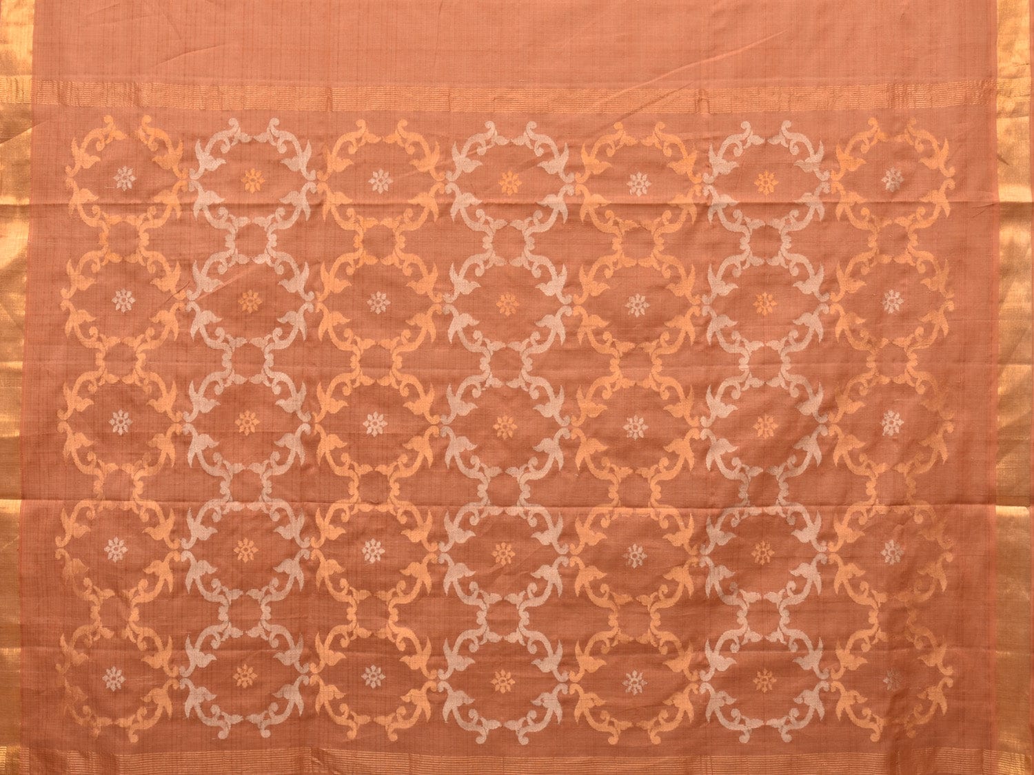 Cream Uppada Cotton Handloom Saree with Grill Pallu Design - Global Threads | Swadesiicart