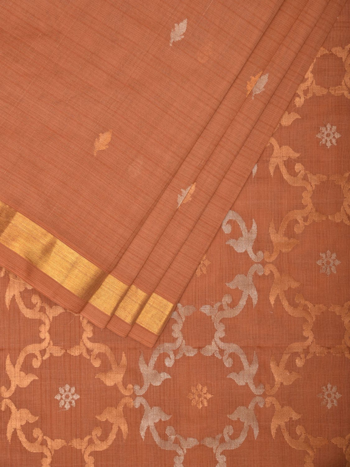 Cream Uppada Cotton Handloom Saree with Grill Pallu Design - Global Threads | Swadesiicart