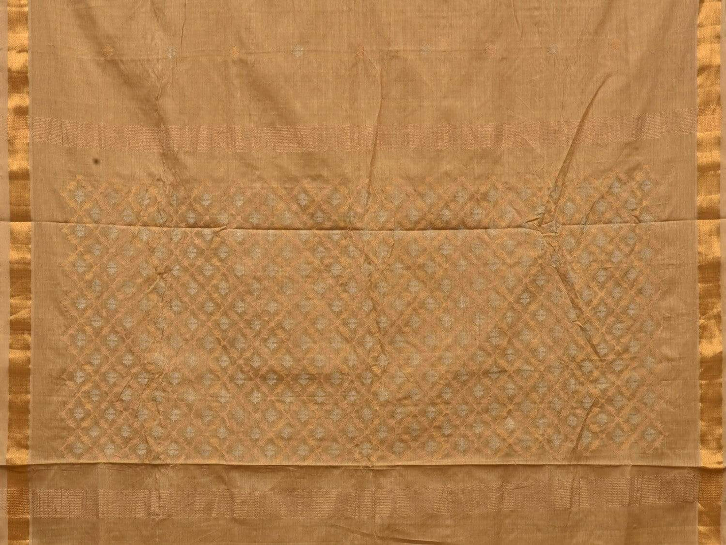 Cream Uppada Cotton Handloom Saree with Jamdani Pallu Design - Global Threads | Swadesiicart