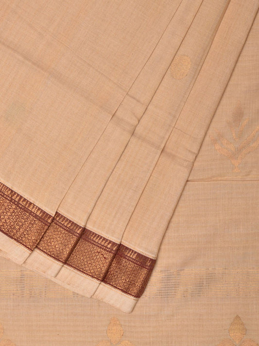 Cream Uppada Cotton Handloom Saree with Pallu Design - Global Threads | Swadesiicart