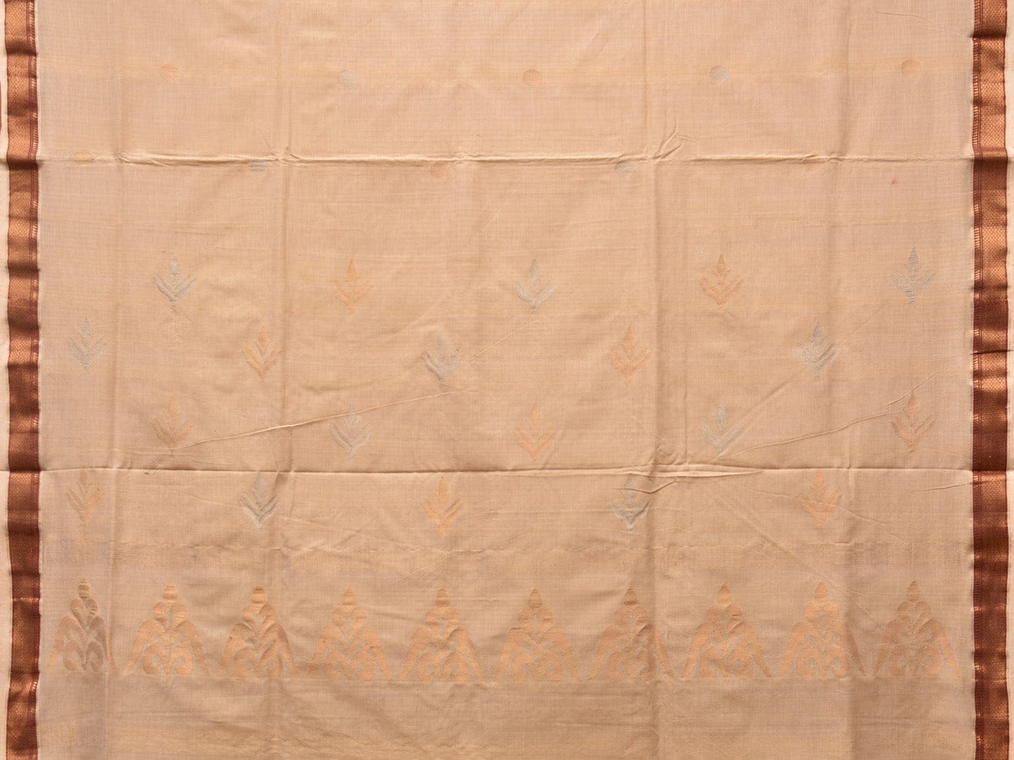 Cream Uppada Cotton Handloom Saree with Pallu Design - Global Threads | Swadesiicart