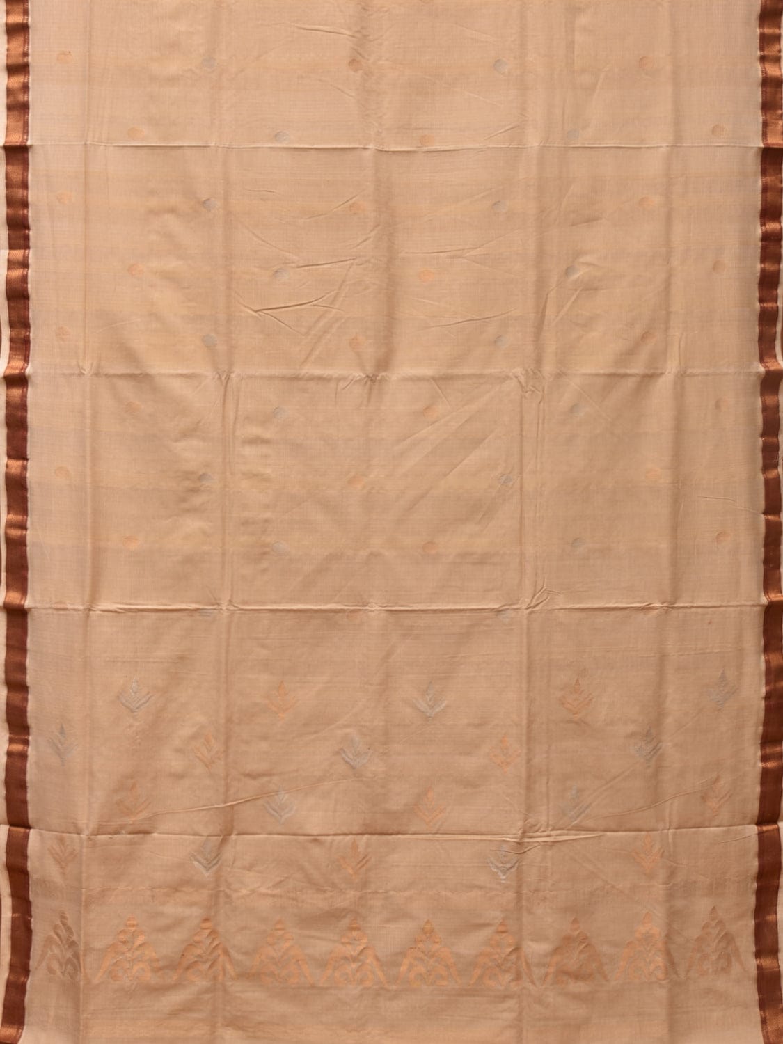 Cream Uppada Cotton Handloom Saree with Pallu Design - Global Threads | Swadesiicart