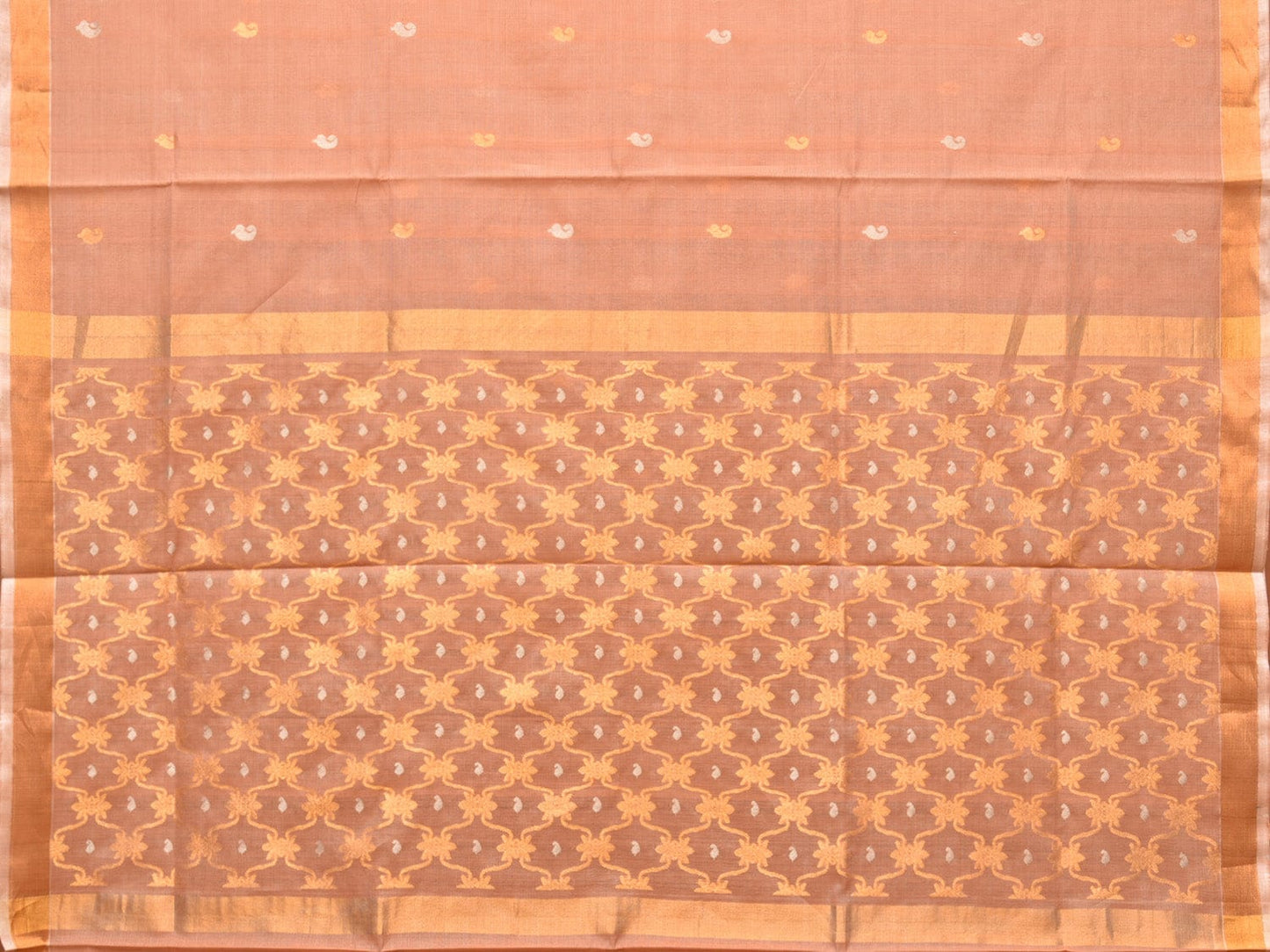 Cream Uppada Cotton Silk Handloom Saree with Jamdani Grill Design - Global Threads | Swadesiicart