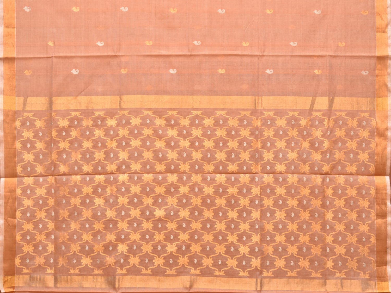 Cream Uppada Cotton Silk Handloom Saree with Jamdani Grill Design - Global Threads | Swadesiicart