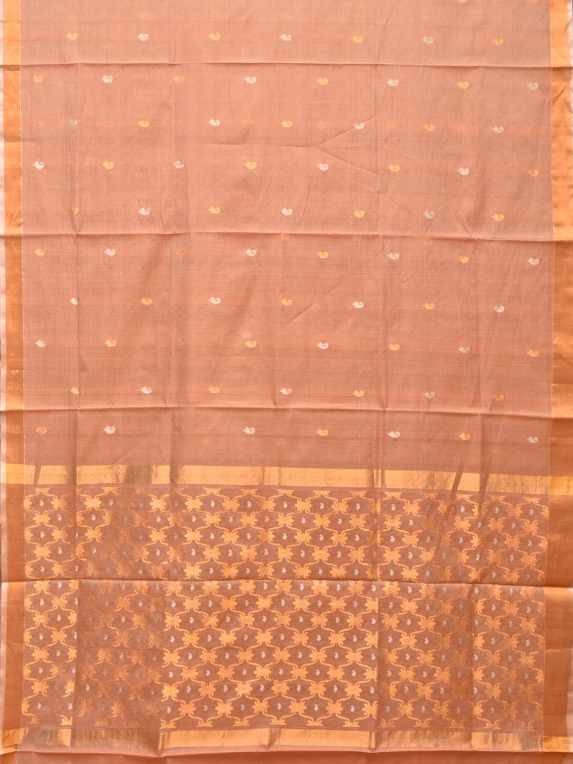 Cream Uppada Cotton Silk Handloom Saree with Jamdani Grill Design - Global Threads | Swadesiicart