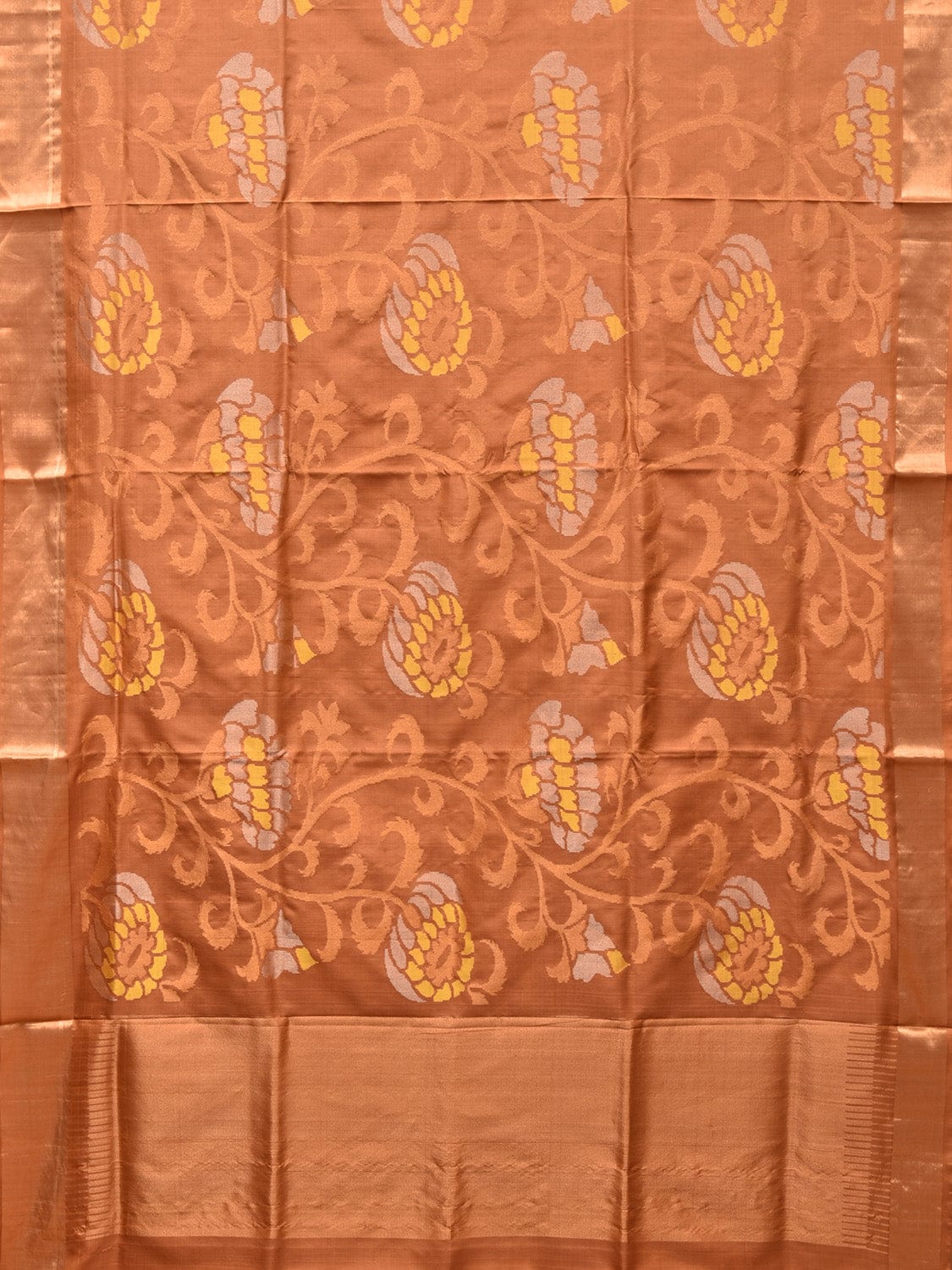 Cream Uppada Silk Handloom Saree with All Over Design - Global Threads | Swadesiicart