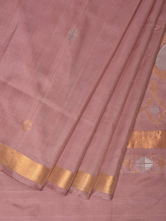 Cream Uppada Silk Handloom Saree with Mango Pallu Design - Global Threads | Swadesiicart