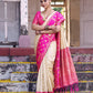 Anaita Cream Soft Silk Woven Saree With Blouse
