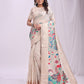 Anaita Cream Linen Cotton Woven Saree With Blouse