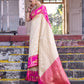 Anaita Cream Soft Silk Woven Saree With Blouse