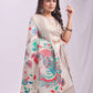 Anaita Cream Linen Cotton Woven Saree With Blouse