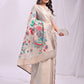 Anaita Cream Linen Cotton Woven Saree With Blouse