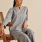 trueBrowns Steel Blue Khadi Relaxed Co-Ord Set - Swadesiicart