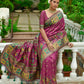 Vishnu Weaves Women's Wine Banarasi Silk Kashmiri Woven Saree with Blouse - Swadesiicart