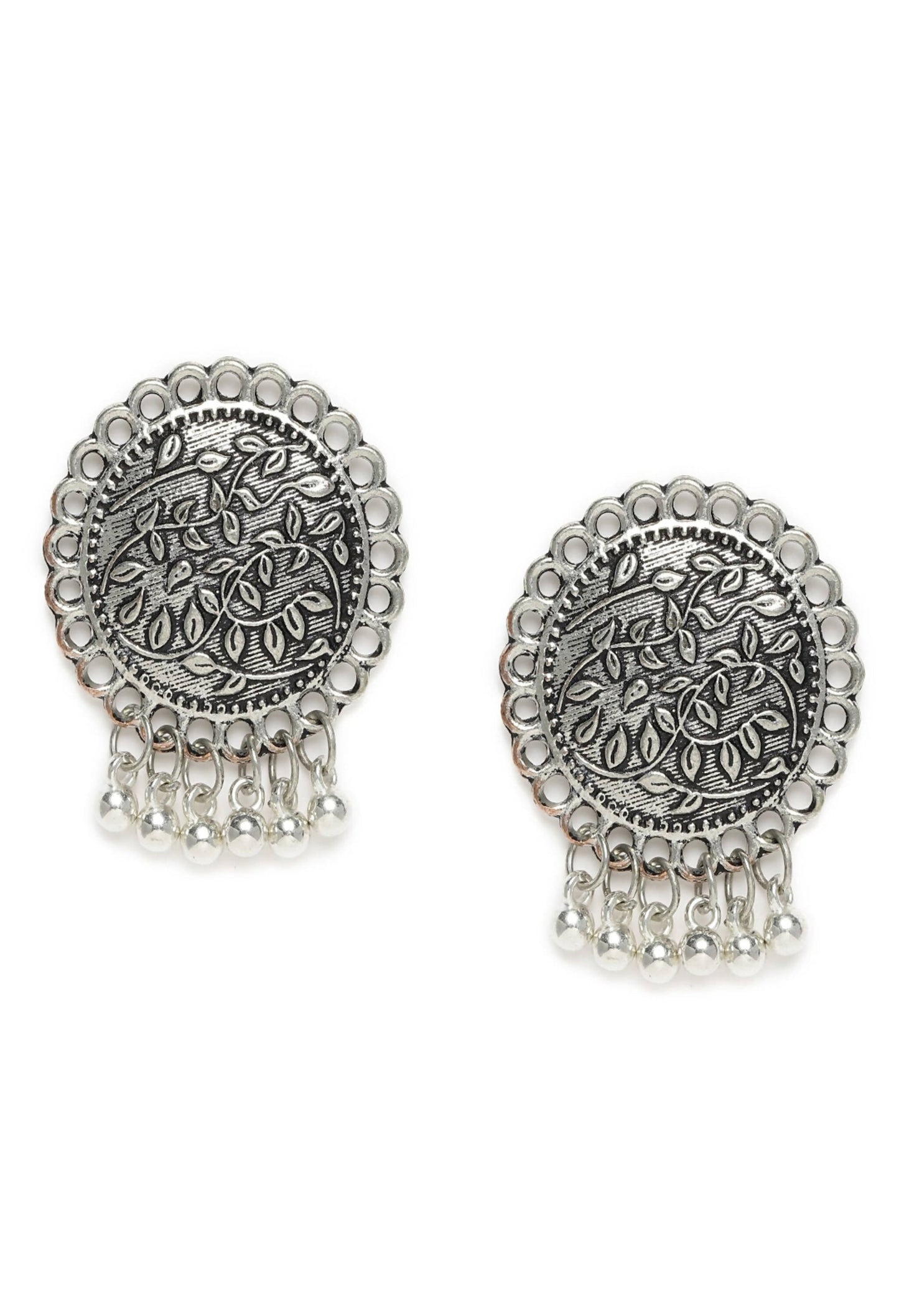 Mominos Fashion Johar Kamal Oxidised Silver Plated Stud Earrings - Swadesiicart