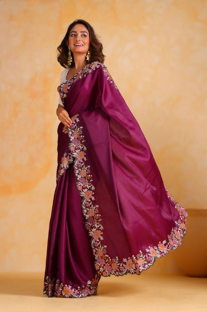 Vamsee Sundha Purple Tussar Silk Saree - Swadesiicart
