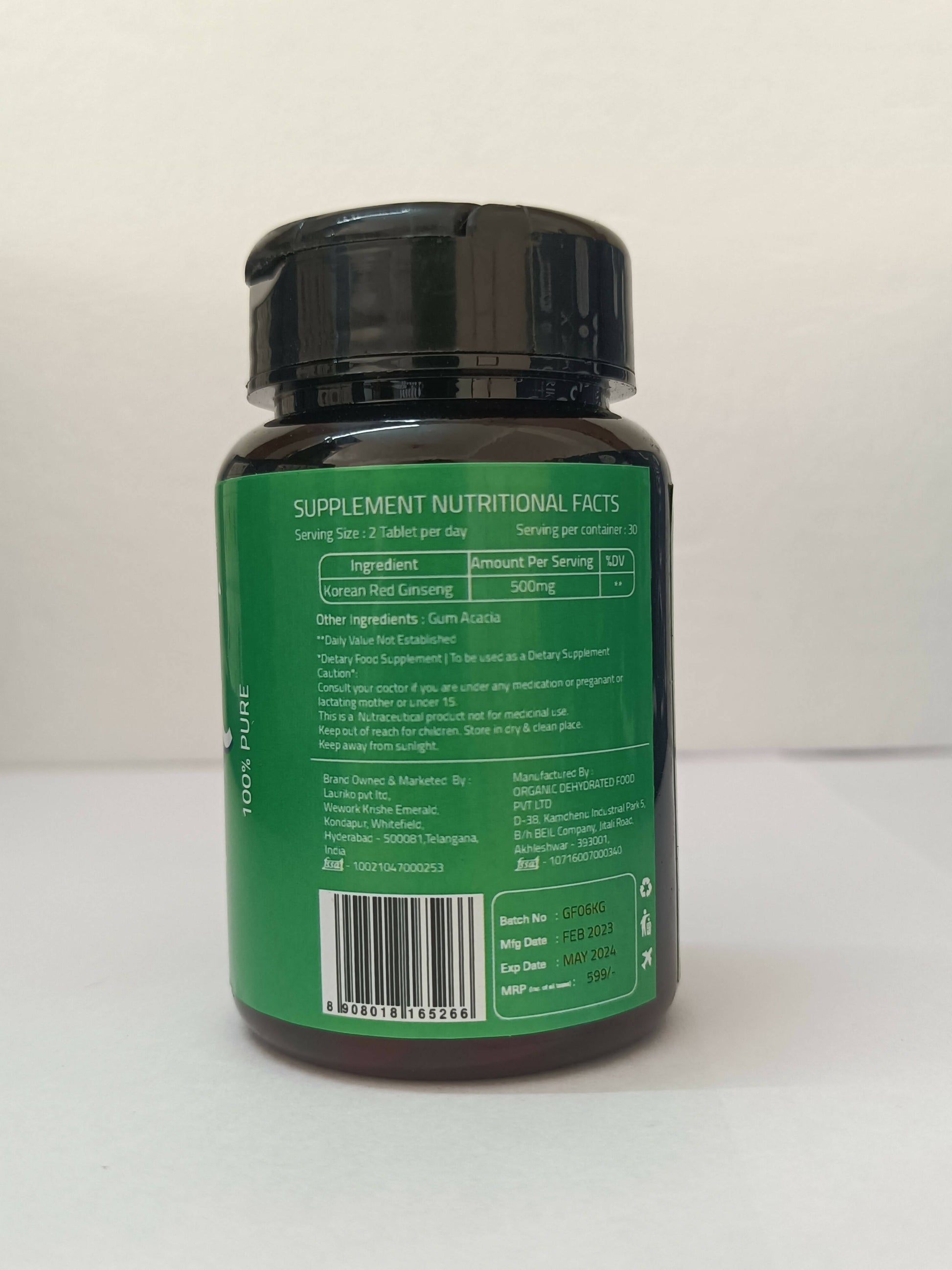 Laurik Koren Red Ginseng 1000Mg Tablets For Men | Natural Plant-Based Supplement For Energy & Stamina | Swadesiicart