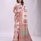Shree Shyam Fashion Vastraloom White Linen Cotton Saree