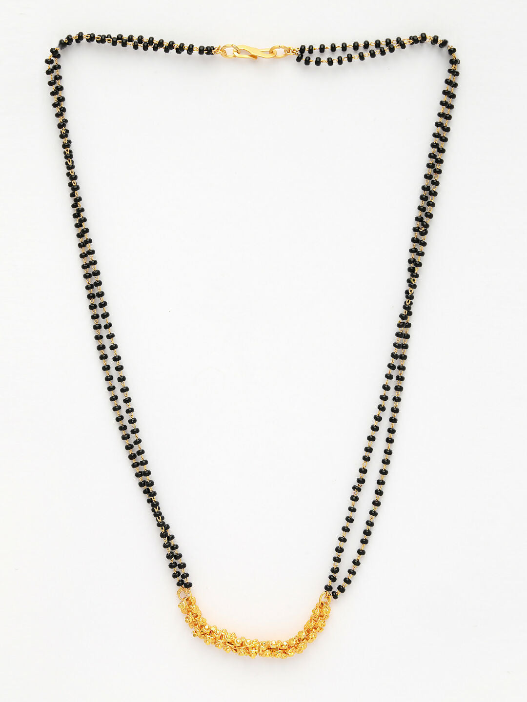 NVR Women's Gold-Polished Black Beaded Mangalsutra - Swadesiicart